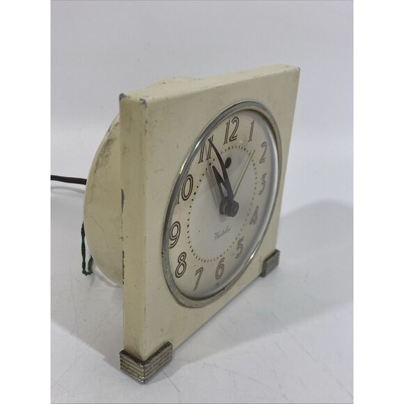 Vtg Metal Deco Logan S5-F Westclox Electric Alarm Clock Tested And Working 1940s - Picture 3 of 15